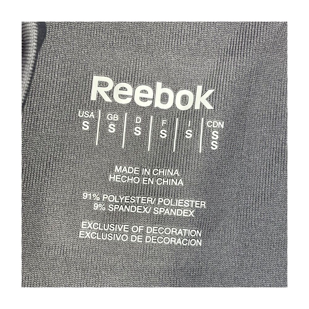 Reebok Leggings Women's Small Gray Stretch Logo Pockets Pull-On Elastic Waist - Picture 2 of 7